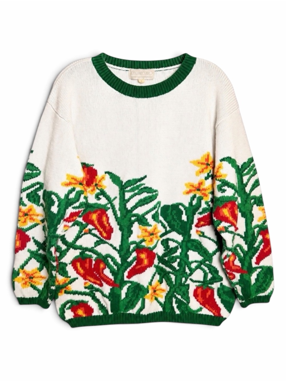 The Eagle’s Eye Vintage Chili Pepper Floral Cotton Sweater S